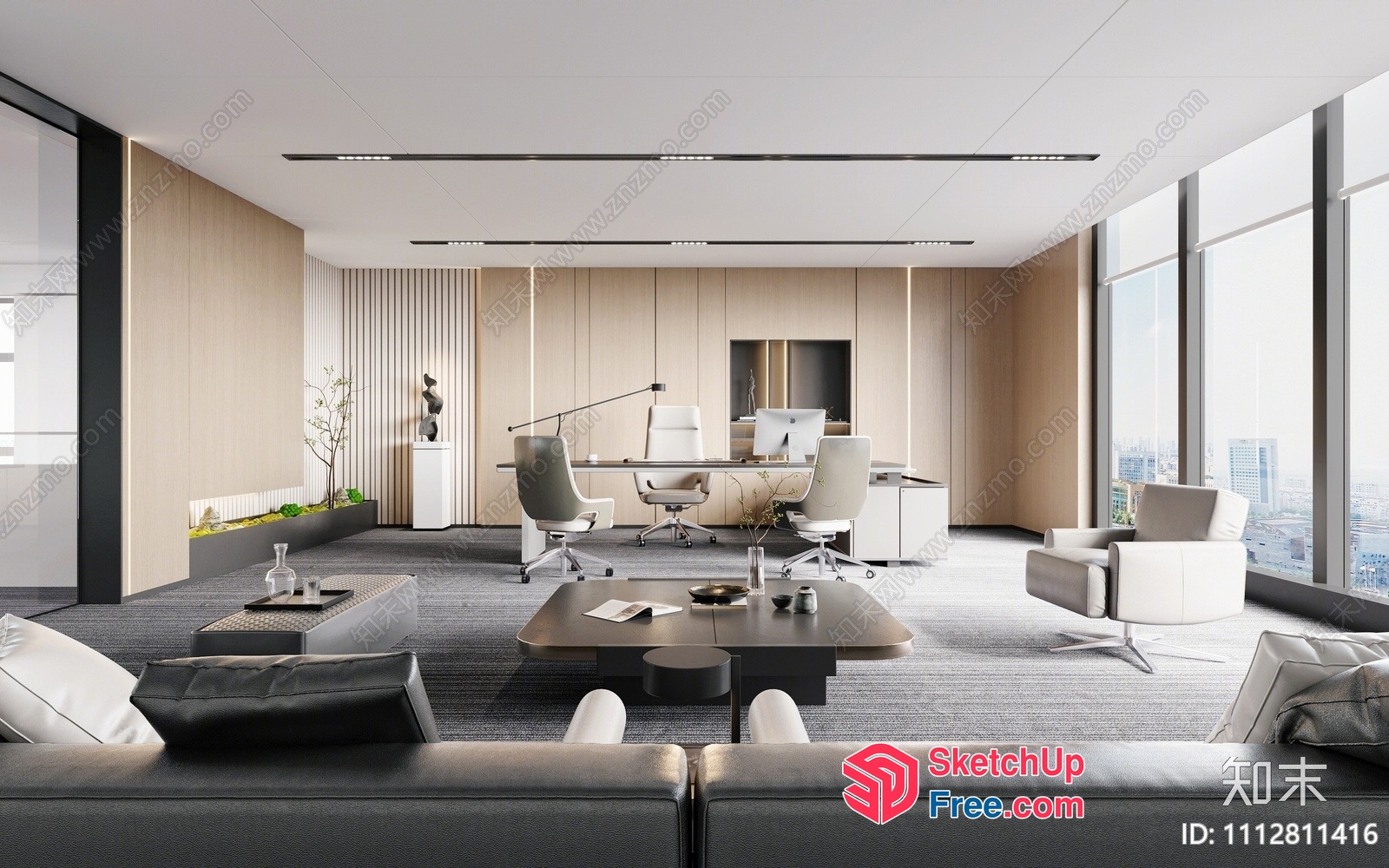 Modern Office Space With Minimalist Decor 3D SketchUp File