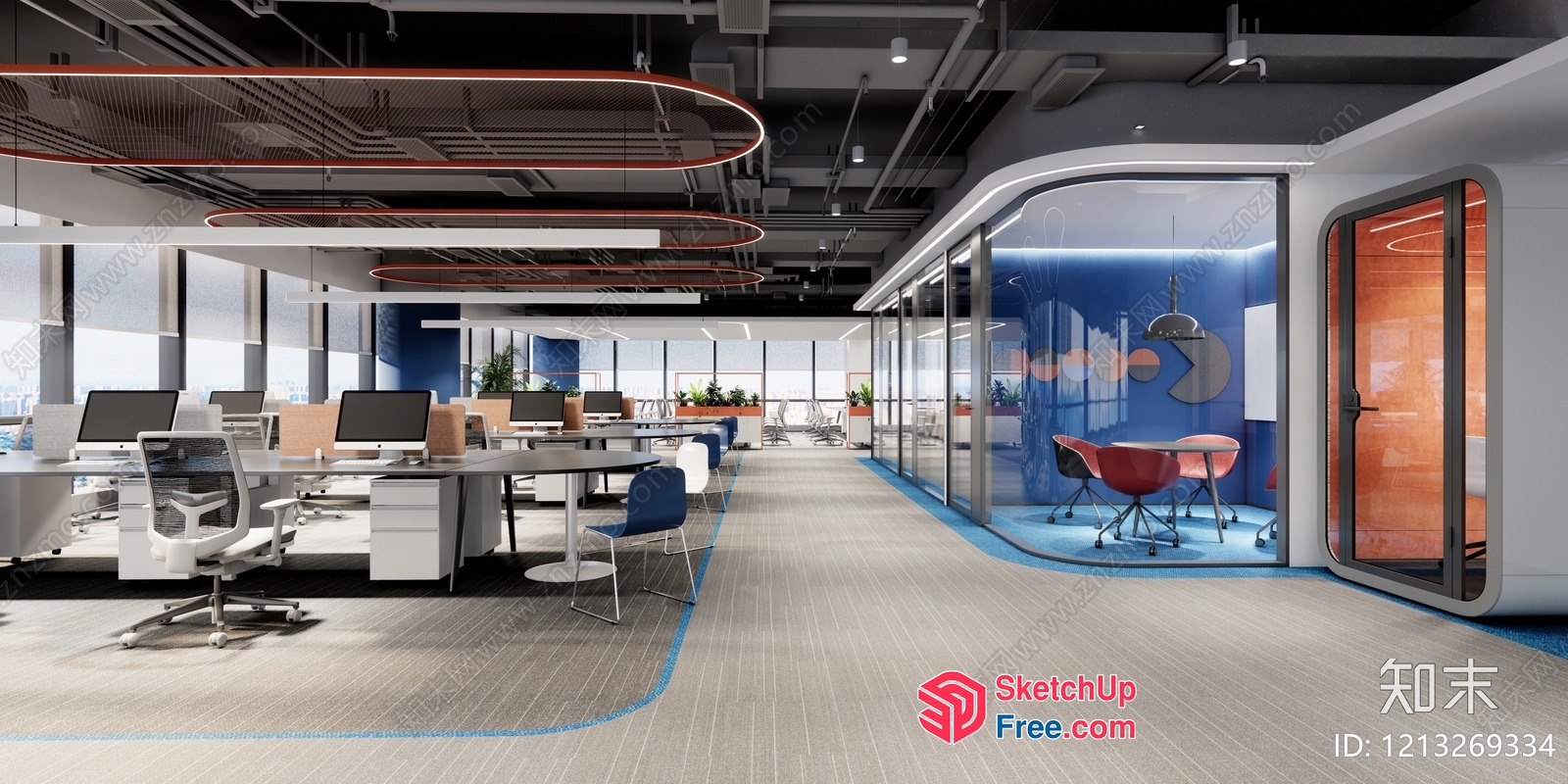 Modern Office Space With Sleek Glass Walls And Minimalist Decor 3D SketchUp File