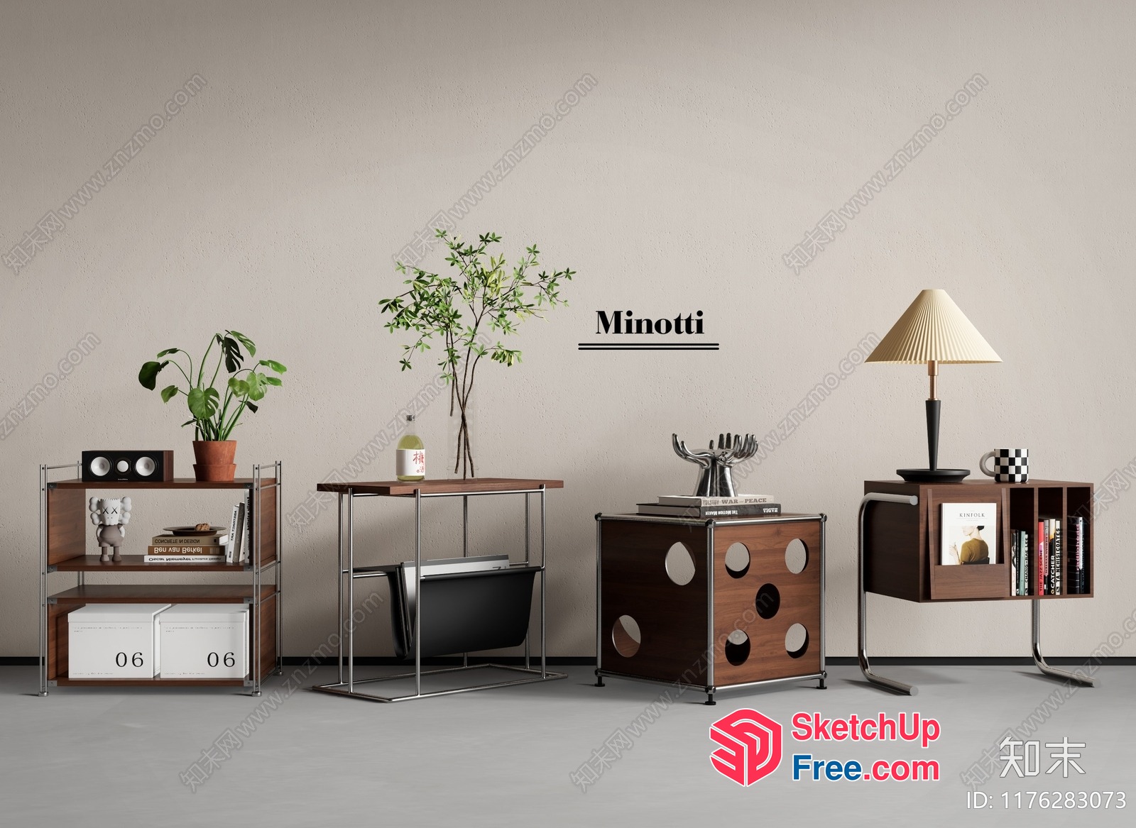 Modern Furniture Arrangement With Various Decorative Items 3D SketchUp File