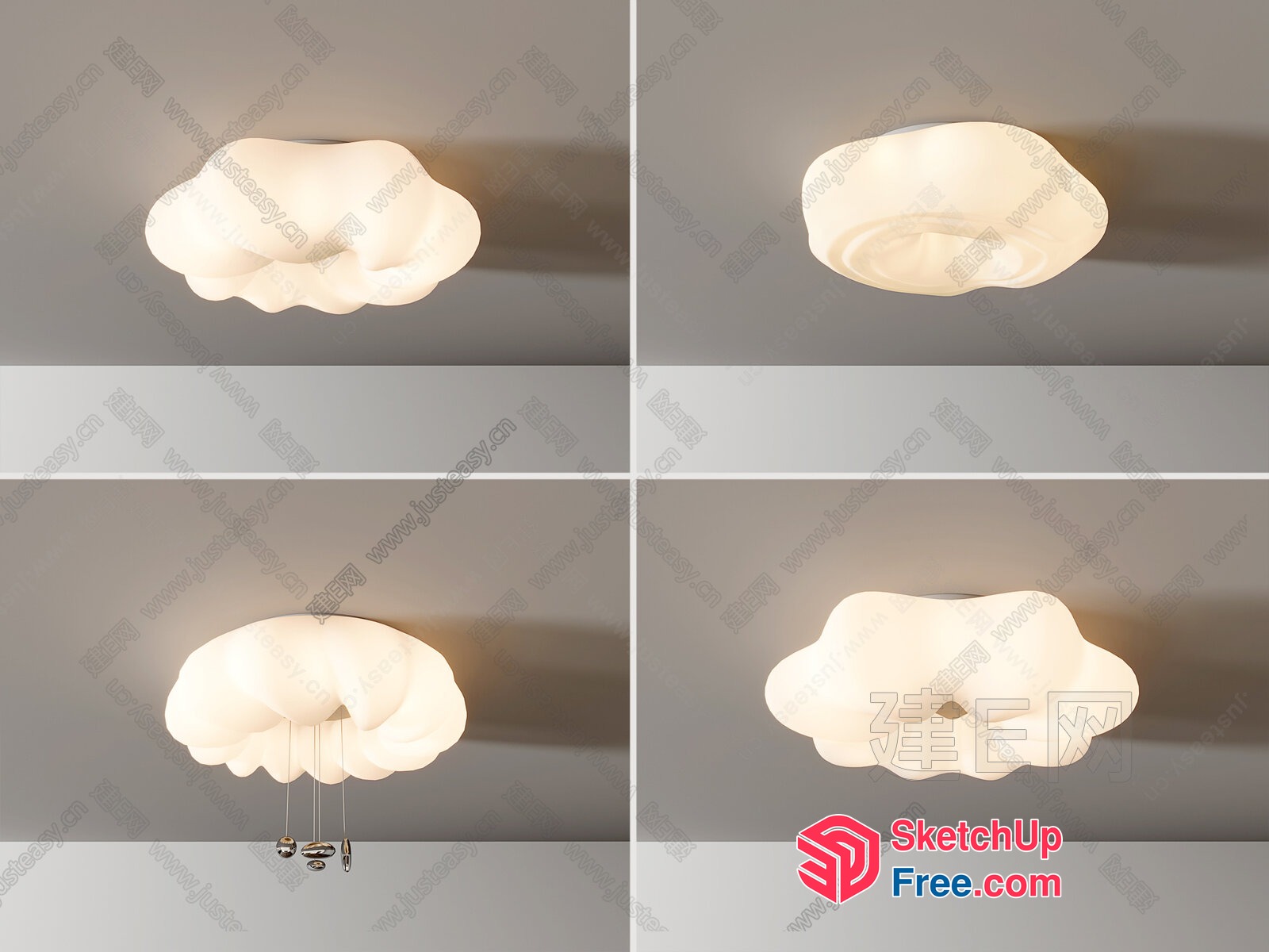Cloud-Shaped Ceiling Light Fixture 3D SketchUp File