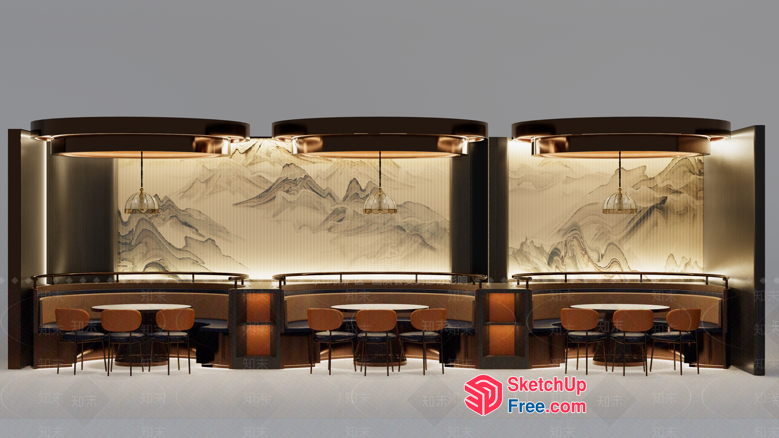 Elegant Modern Japanese Style Restaurant 3D SketchUp File