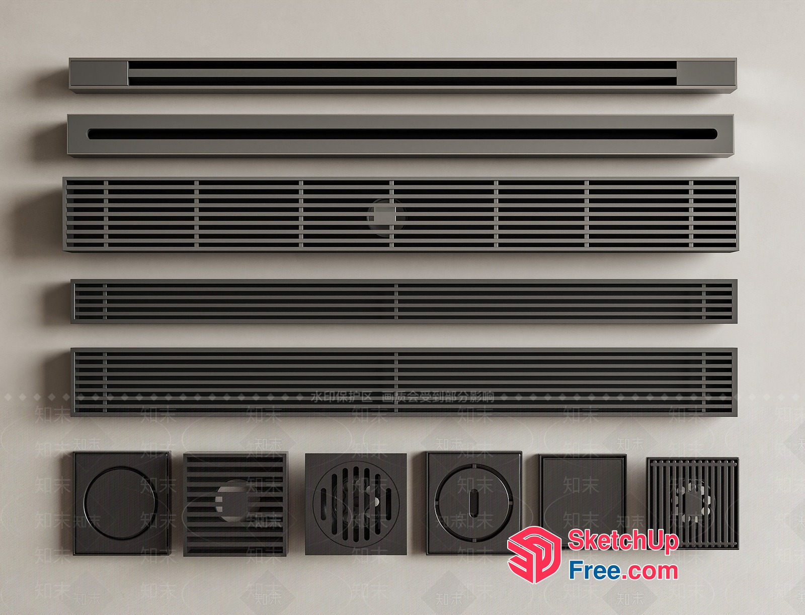 Gray Ventilation Grates And Covers 3D SketchUp File