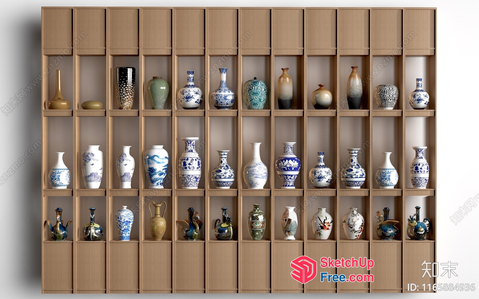 A Wall Of Vases In A Variety Of Styles 3D SketchUp File