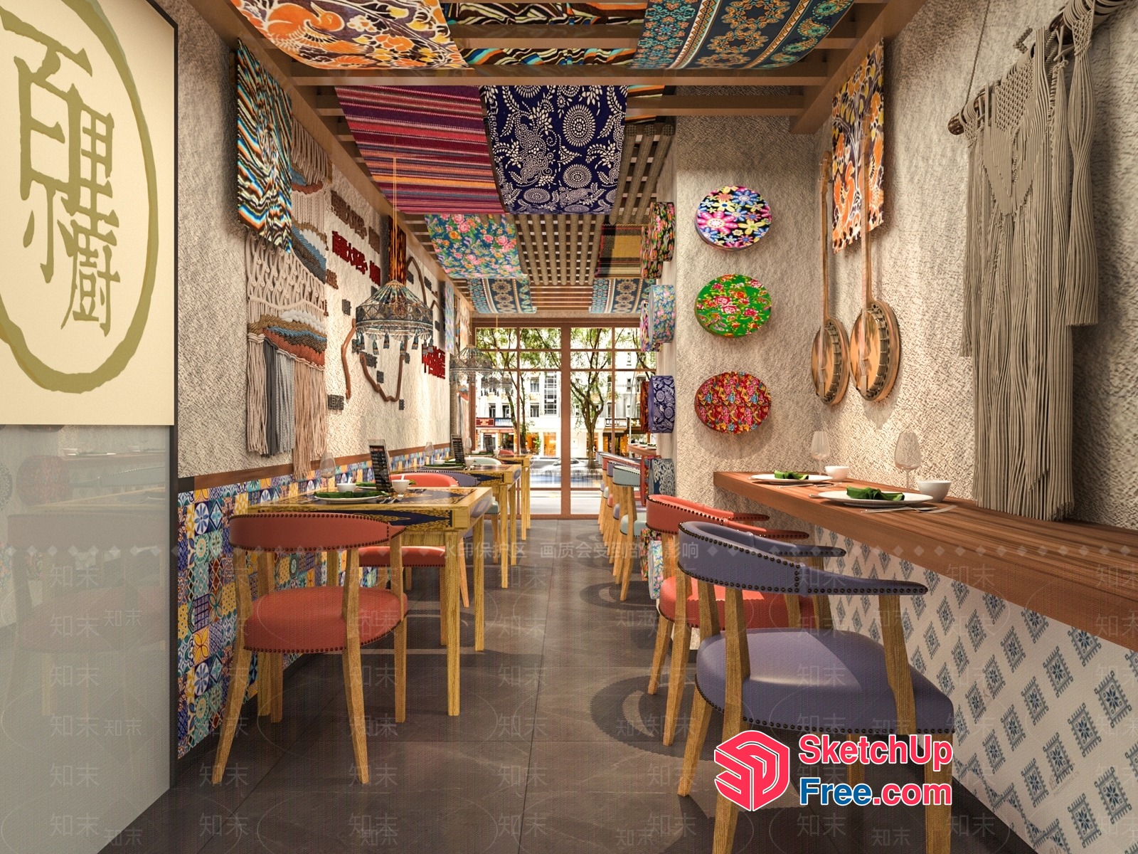 Modern Asian Restaurant Interior 3D SketchUp File