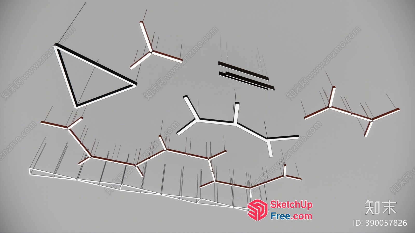 Modern Minimalist White And Brown Ceiling Light Fixture 3D SketchUp File