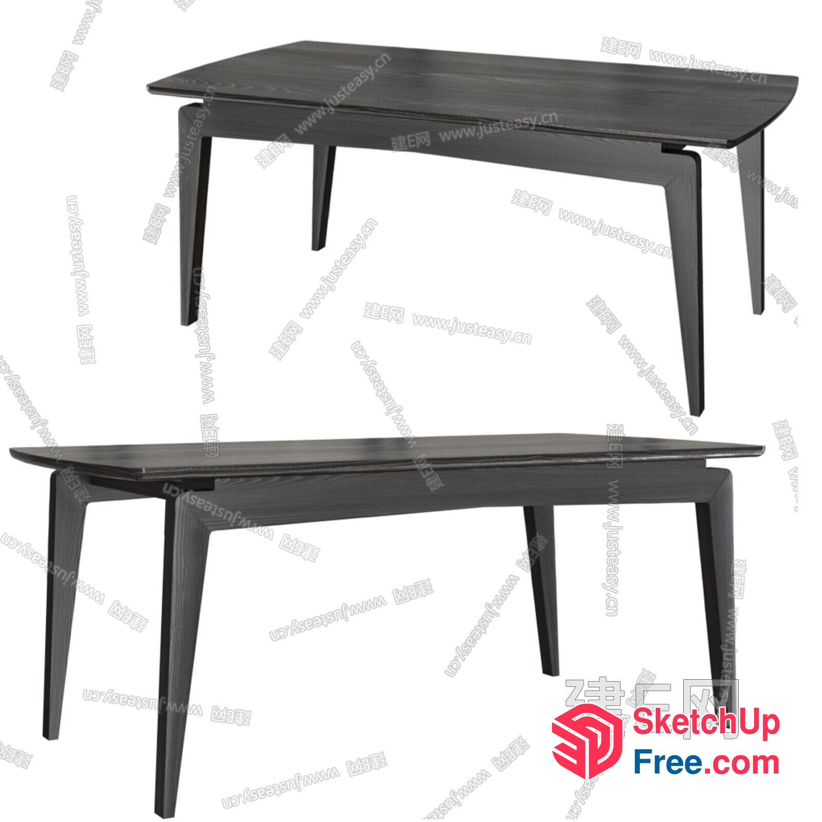 Modern Dark Wood Table Set 3D SketchUp File