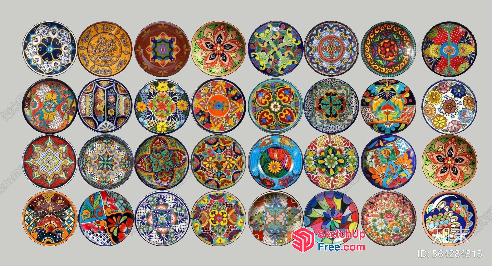 Vibrant Decorative Plates Collection 3D SketchUp File