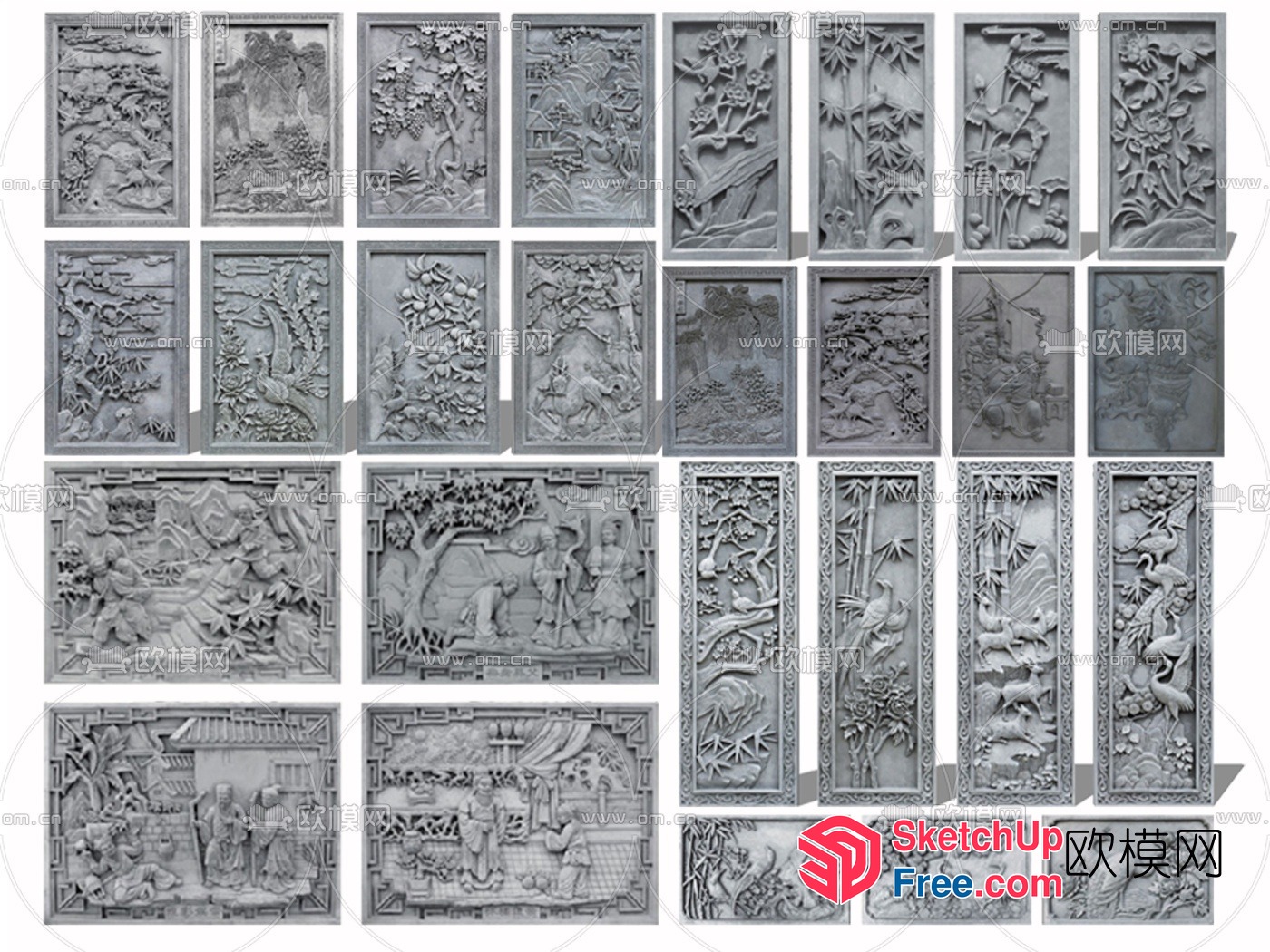 Asian Carved Artwork Collection 3D SketchUp File
