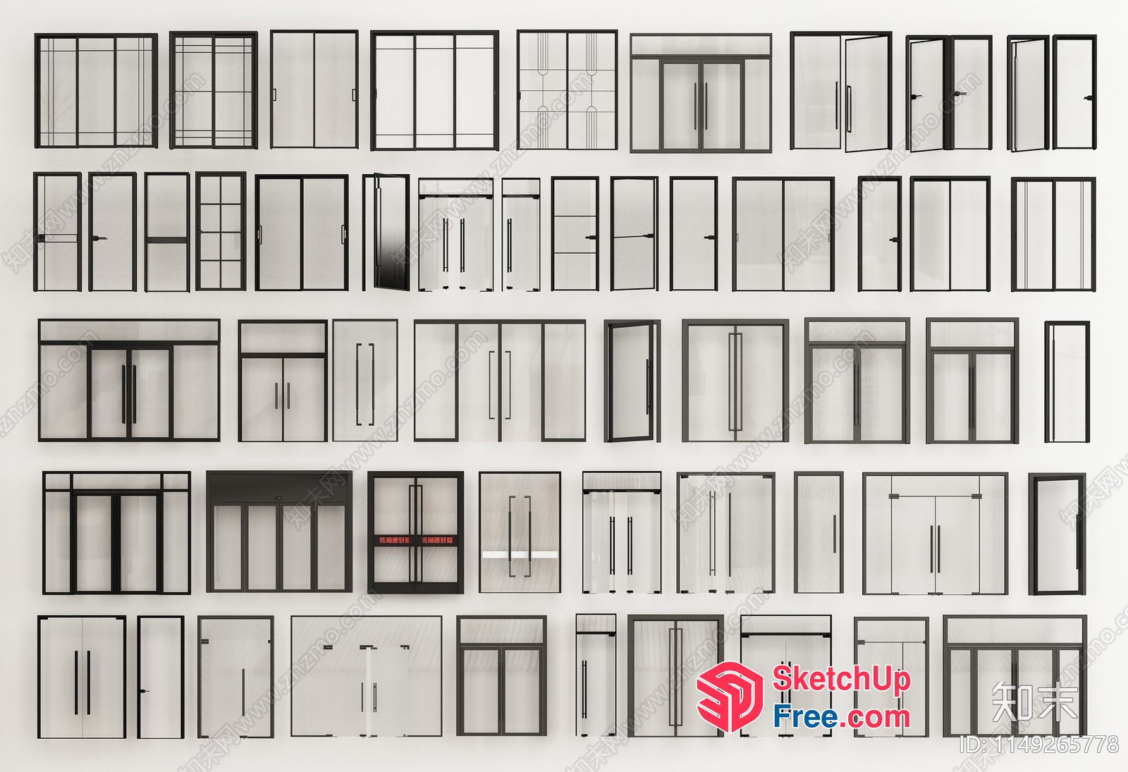 Modern Contemporary Glass Door And Window Arrangement 3D SketchUp File