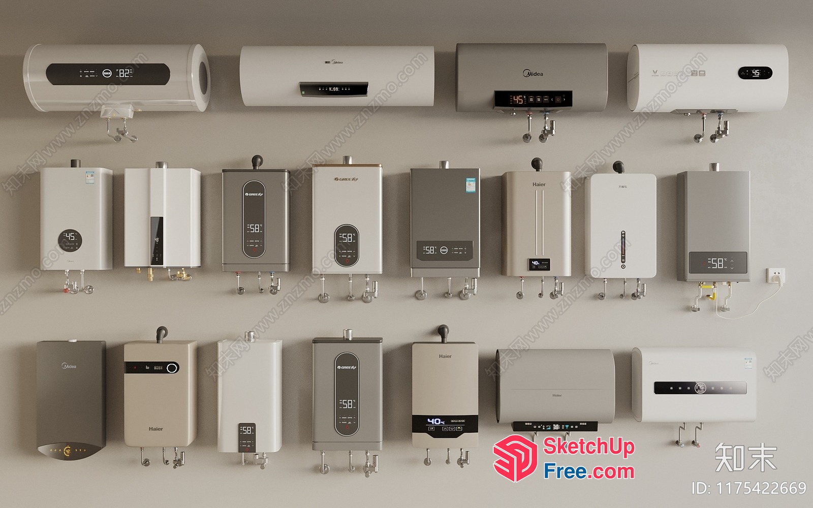 Wall-Mounted Water Heater Collection 3D SketchUp File