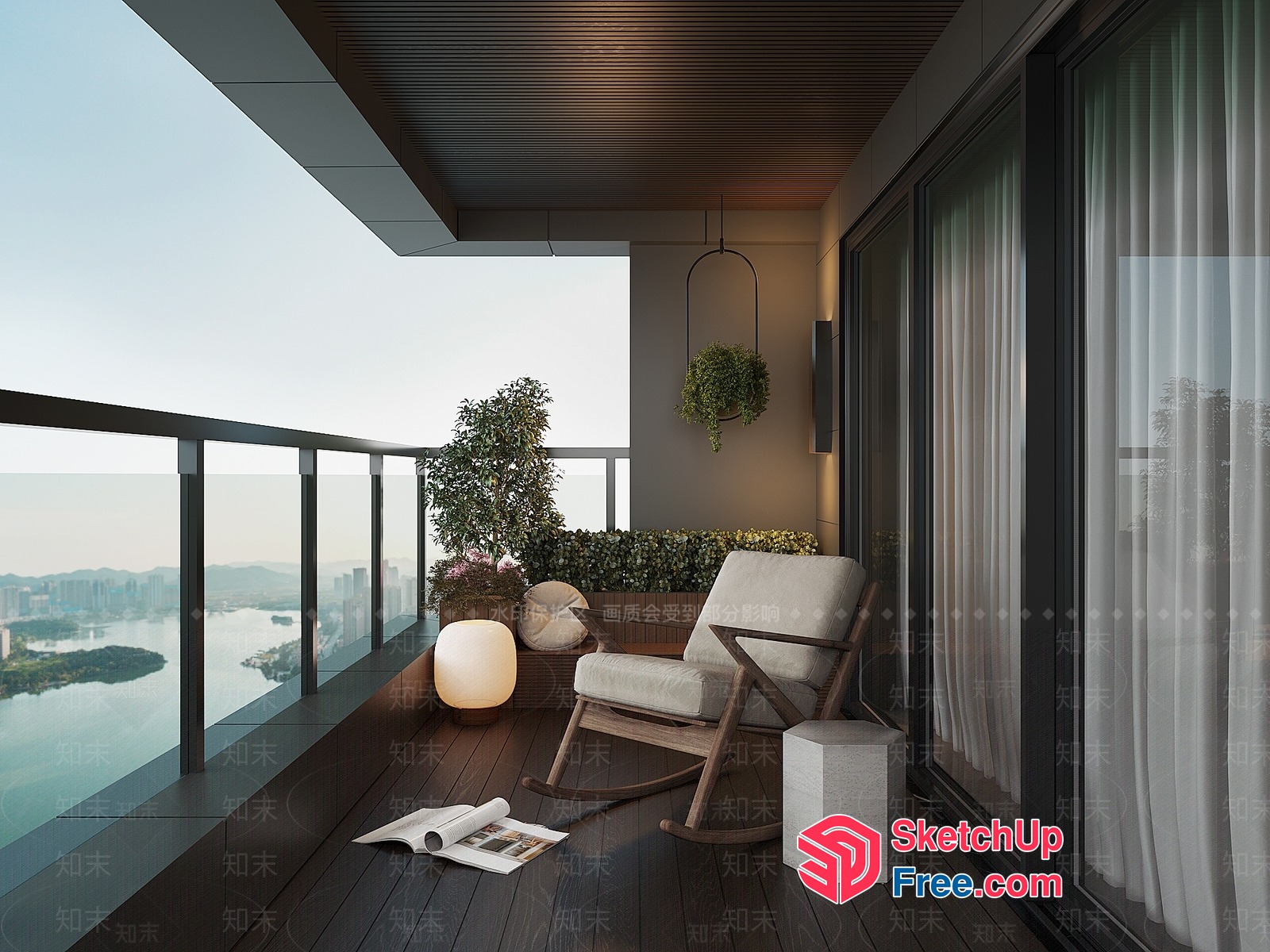 Cozy Balcony With A View Of The City 3D SketchUp File