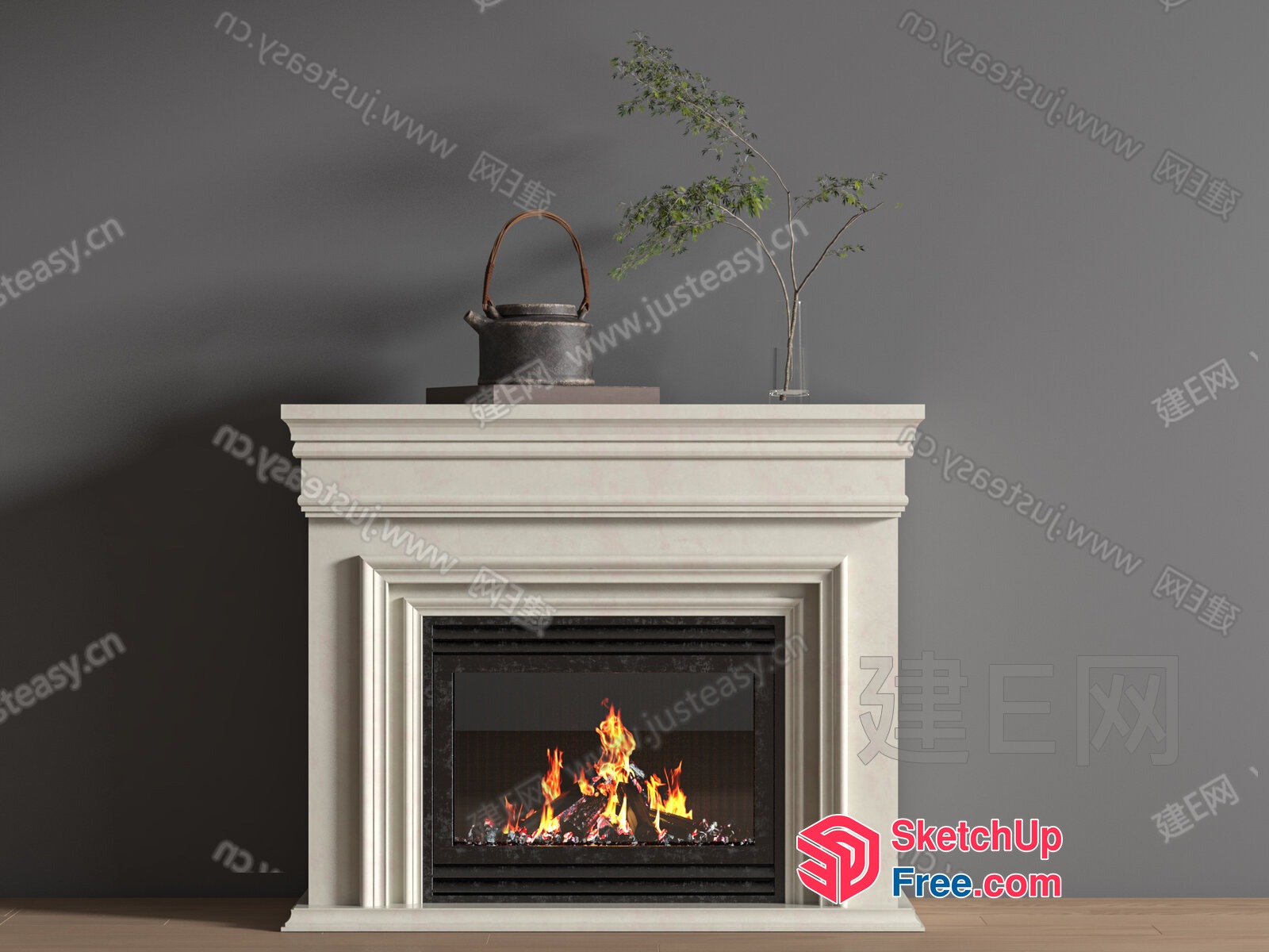 Elegant Fireplace With Ornate Mantel And Decorative Accents 3D SketchUp File