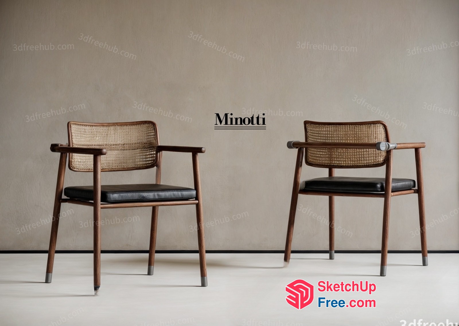 Minotti Chairs In A Modern Office Setting 3D SketchUp File