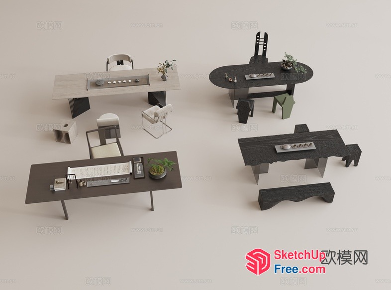 Modern Office Furniture Set 3D SketchUp File