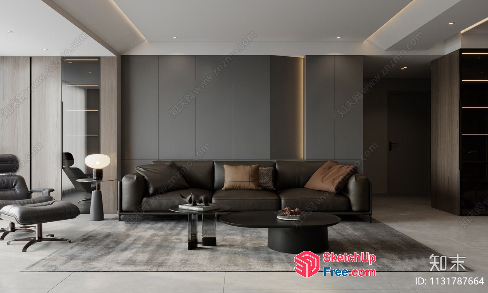 Modern Luxury Living Room With Sleek Sofa And Coffee Tables 3D SketchUp File