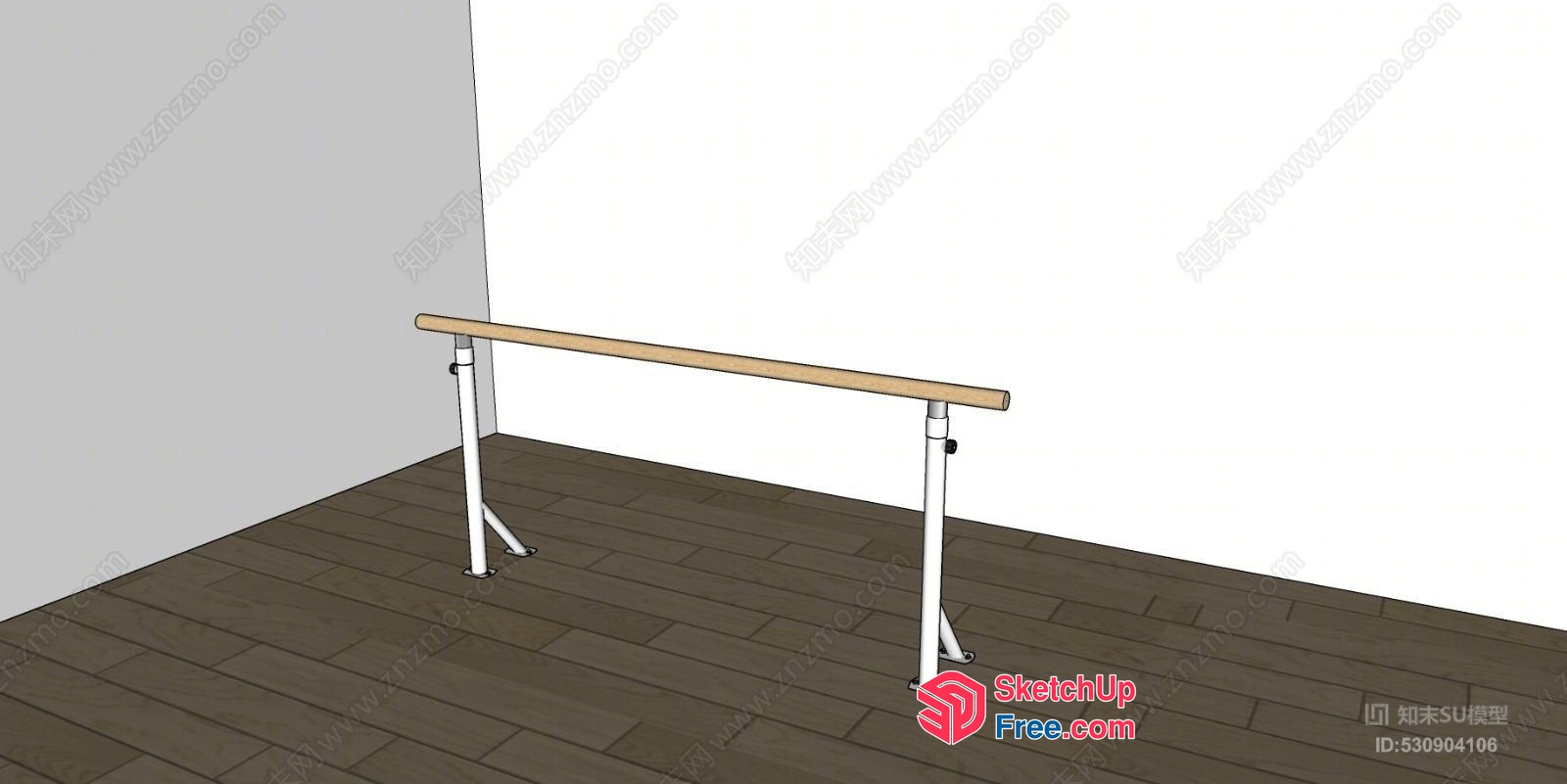 Simple Wooden Railing In Corner Room 3D SketchUp File