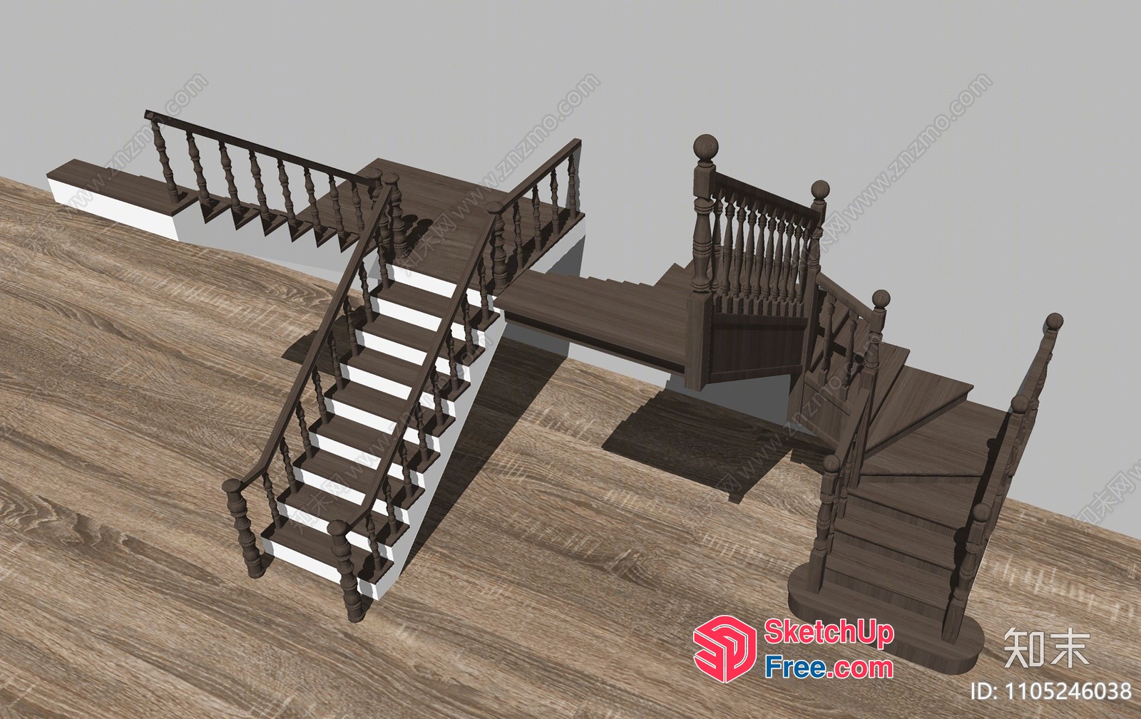 Staircase With Railing And Balustrade 3D SketchUp File