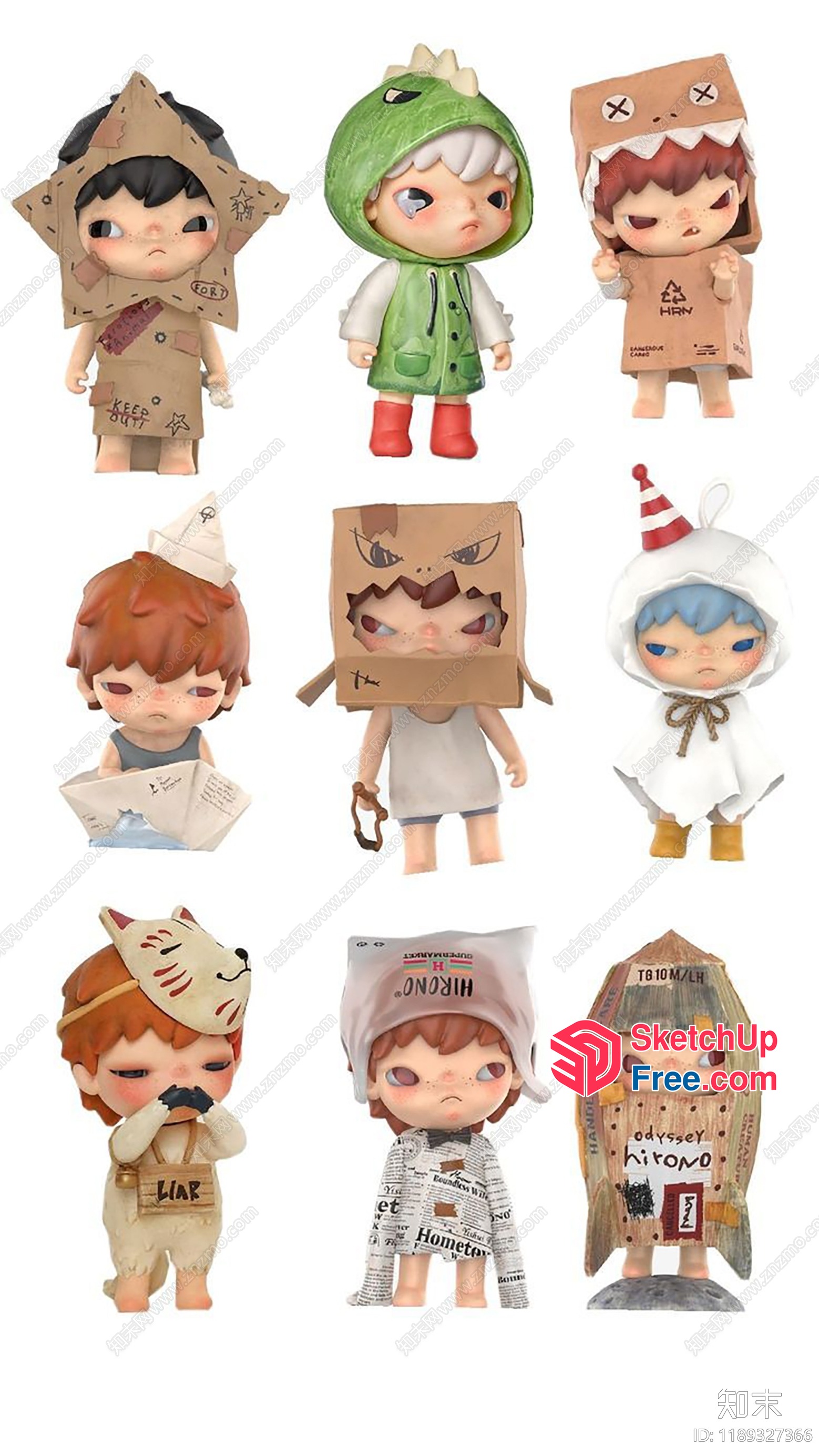 Quirky Paper Bag Character Collection 3D SketchUp File