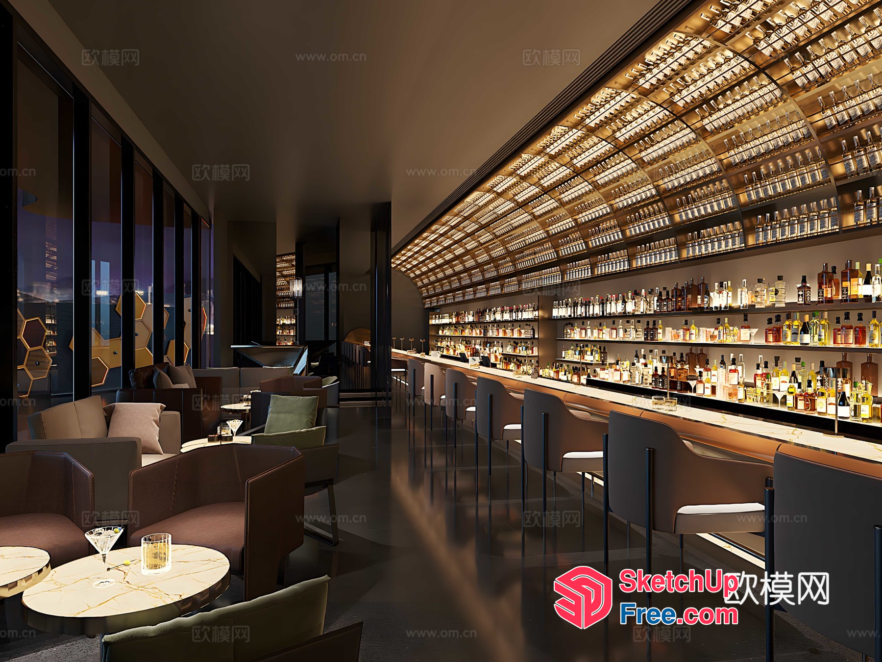 Modern Bar Interior With Sleek Furniture And Lively Atmosphere 3D SketchUp File
