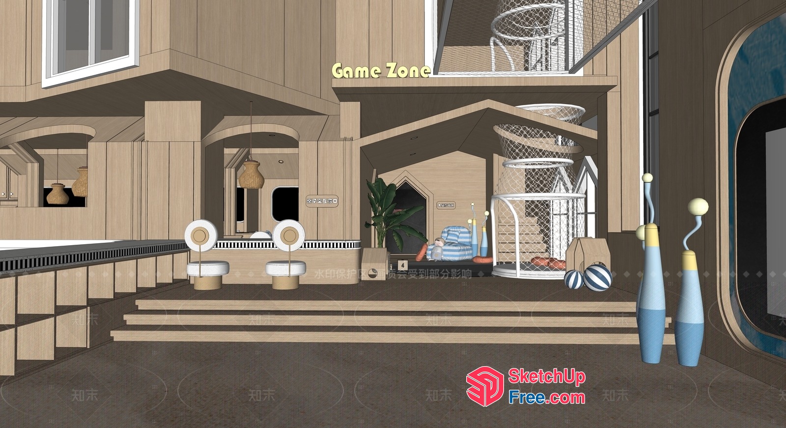 Modern Minimalist Game Zone 3D SketchUp File