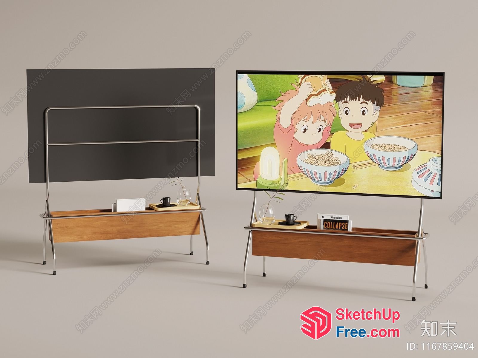 Japanese Cartoon Tv And Side Table 3D SketchUp File
