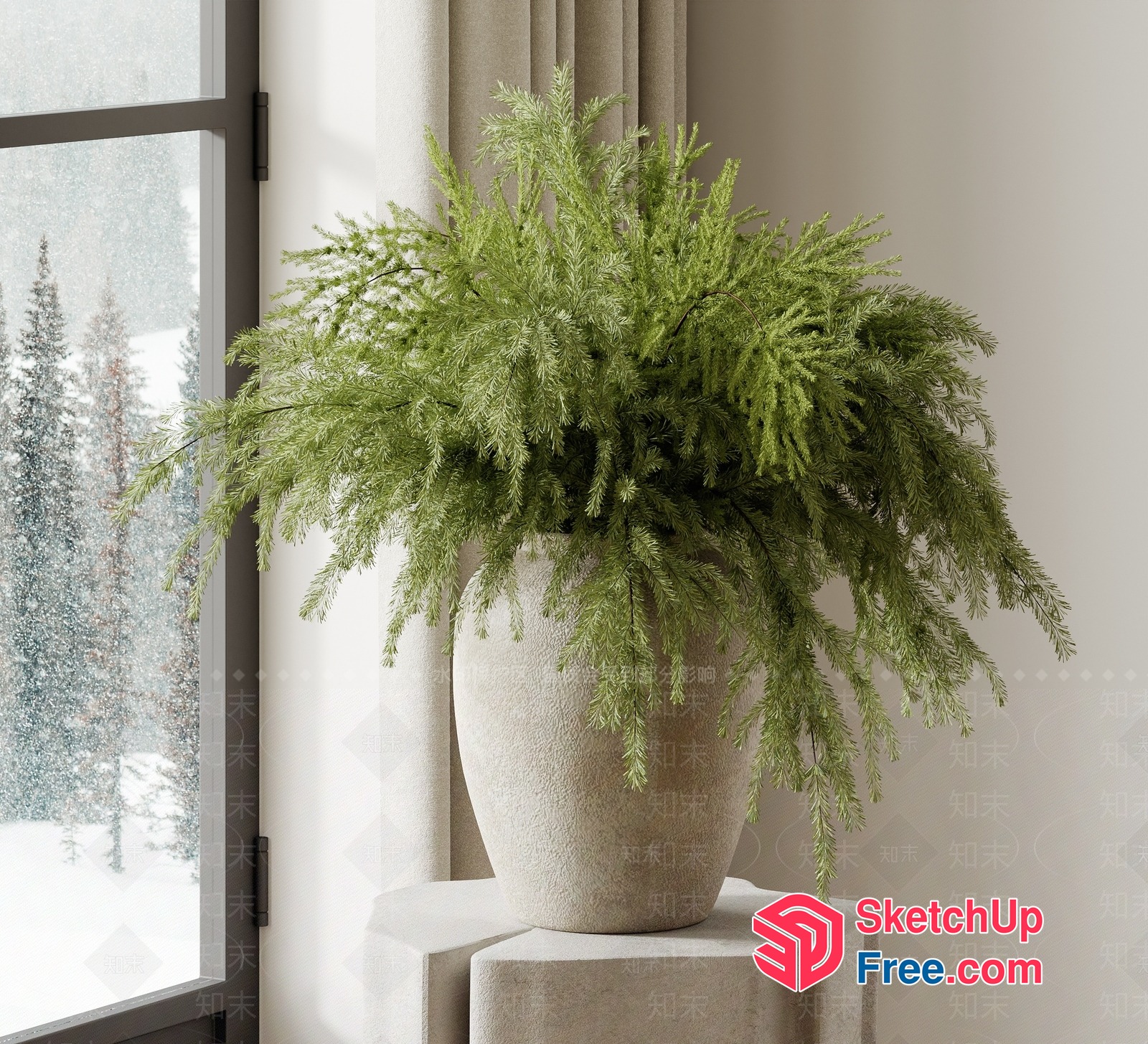 Greenery-Filled Interior Corner 3D SketchUp File