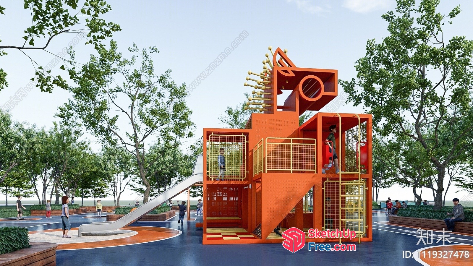 Colorful Modern Playground With Unique Design 3D SketchUp File