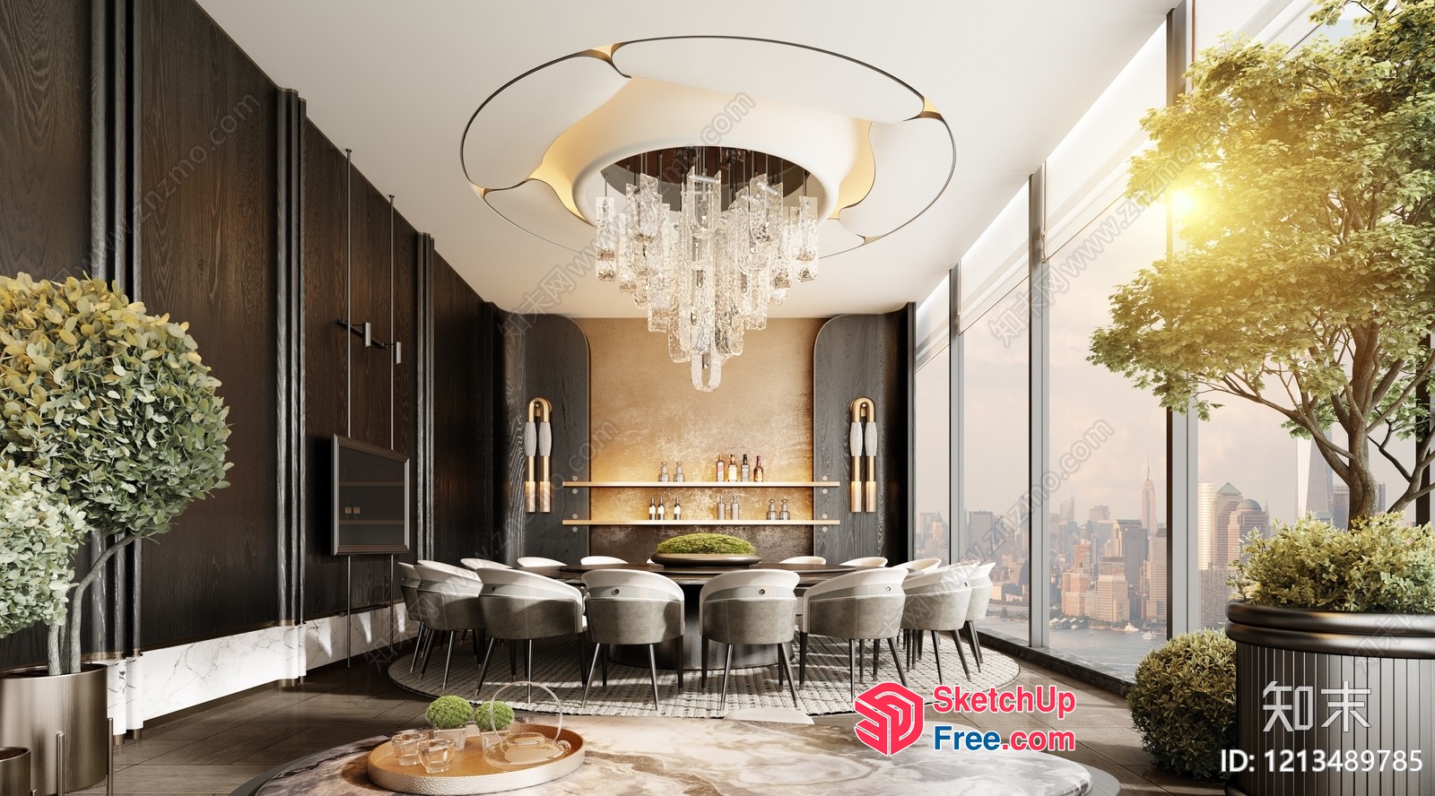 Elegant And Modern Dining Room With A Stunning View 3D SketchUp File