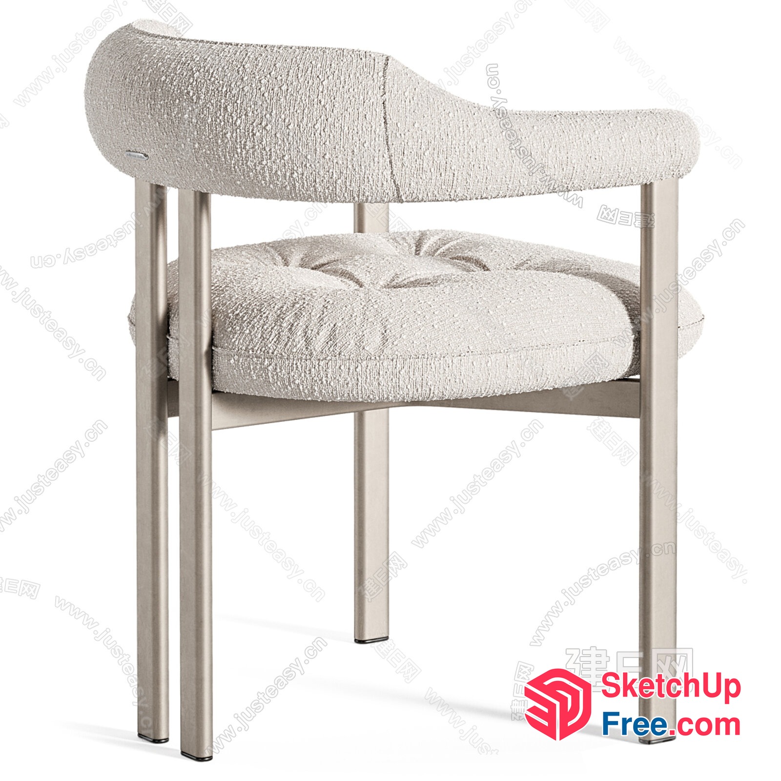 Modern Creamy Style Upholstered Chair 3D SketchUp File