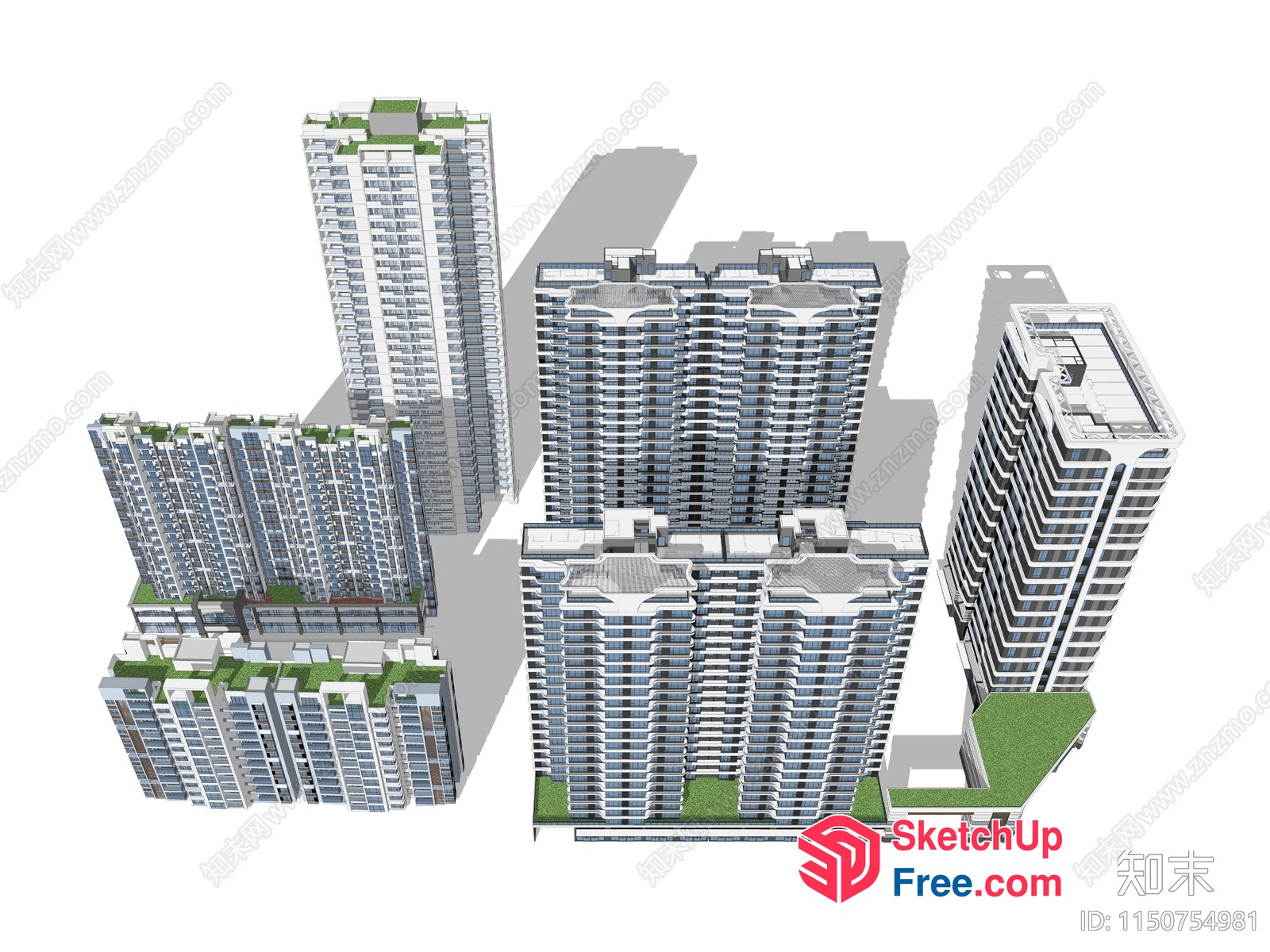 3D Model Of A High-Rise Apartment Complex 3D SketchUp File