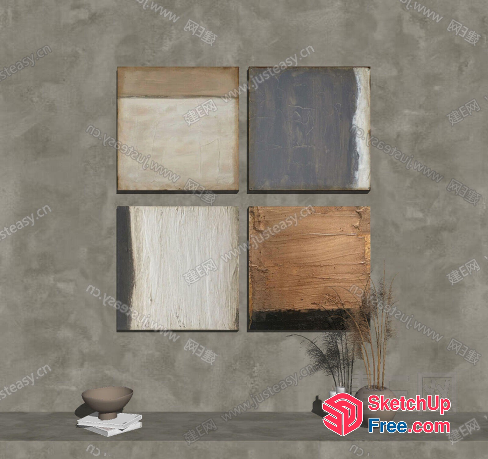 Minimalist Modern Abstract Artwork Set 3D SketchUp File