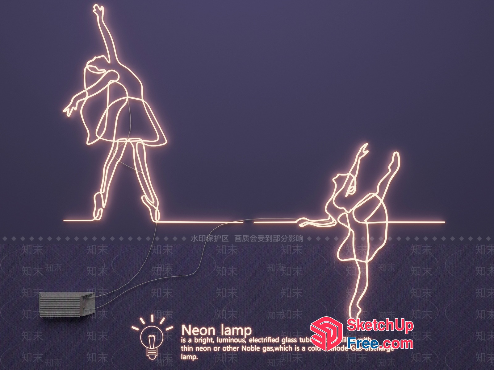 Illuminated Dancers In Neon Light 3D SketchUp File