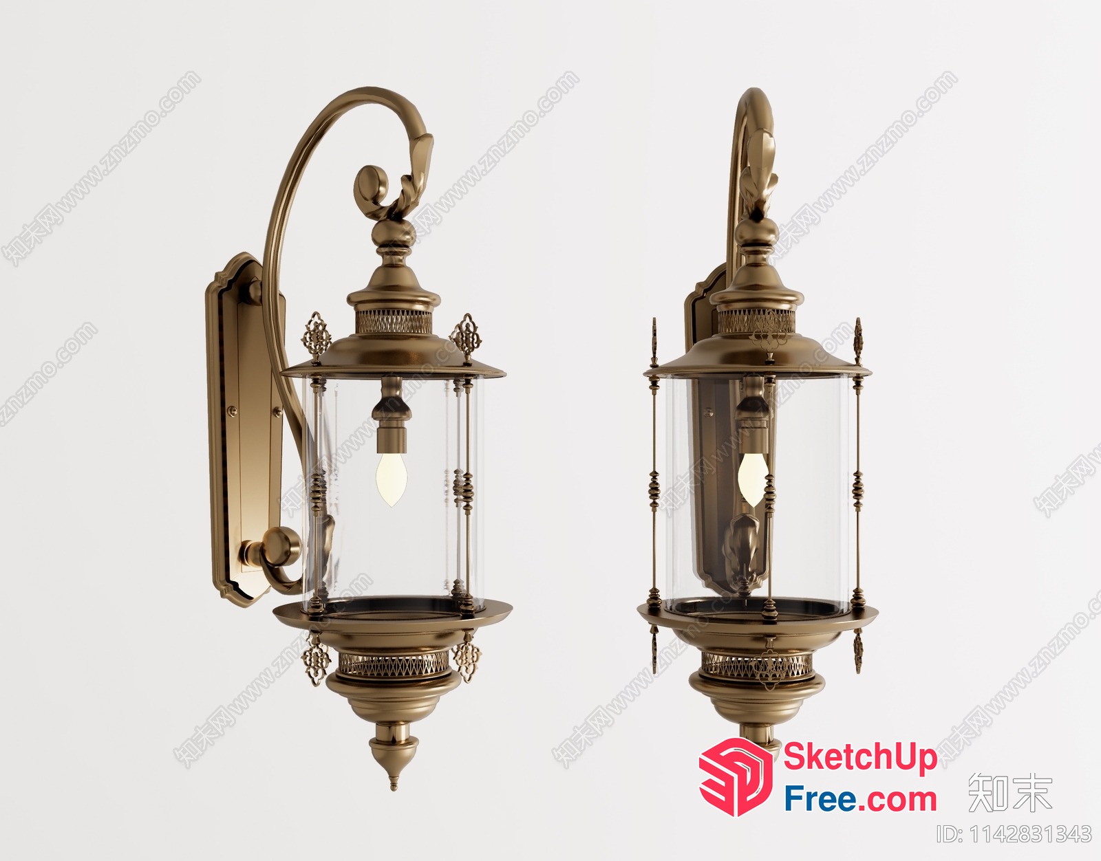 Ornate Gold Outdoor Lanterns 3D SketchUp File