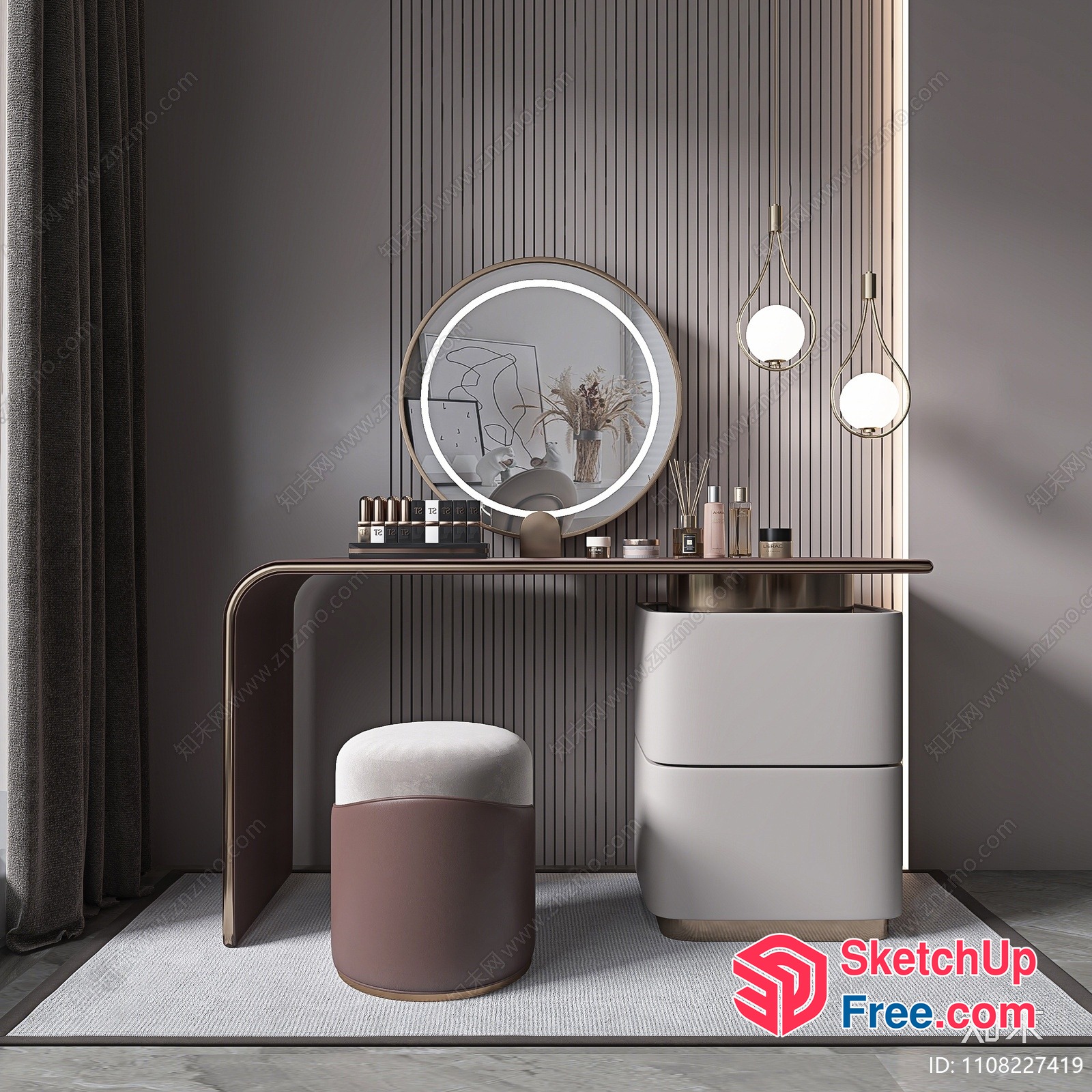 Modern Minimalist Bathroom Vanity With Elegant Lighting 3D SketchUp File