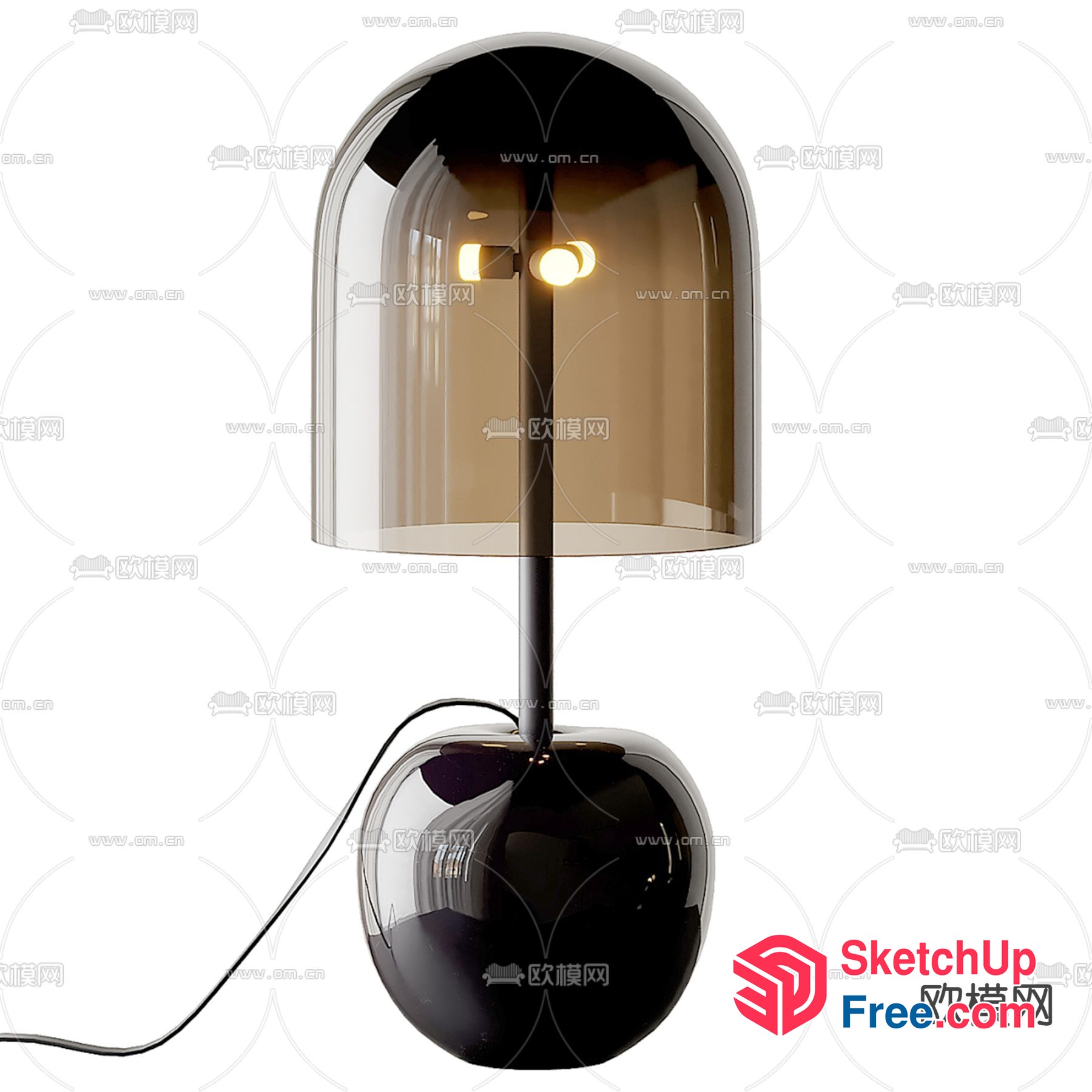 Elegant Glass Dome Table Lamp 3D SketchUp File