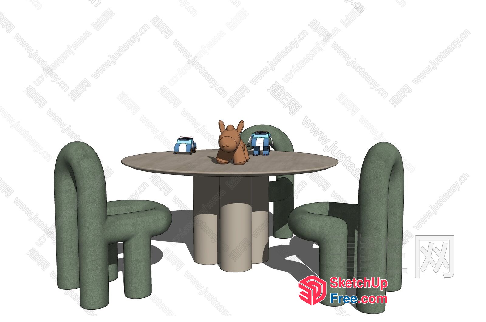Unique Animal-Shaped Table And Chairs Set 3D SketchUp File