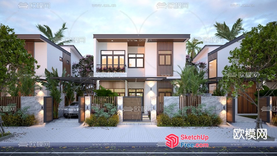 Modern Tropical Style Villa Exterior 3D SketchUp File