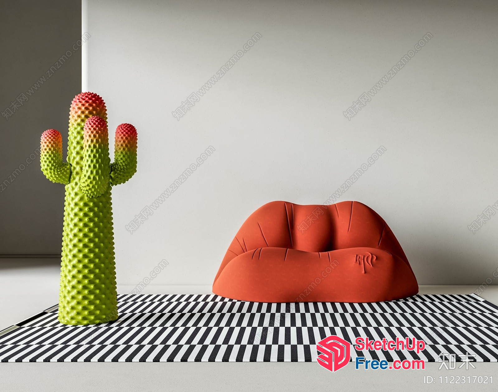 Unique Cactus And Sofa Combination 3D SketchUp File