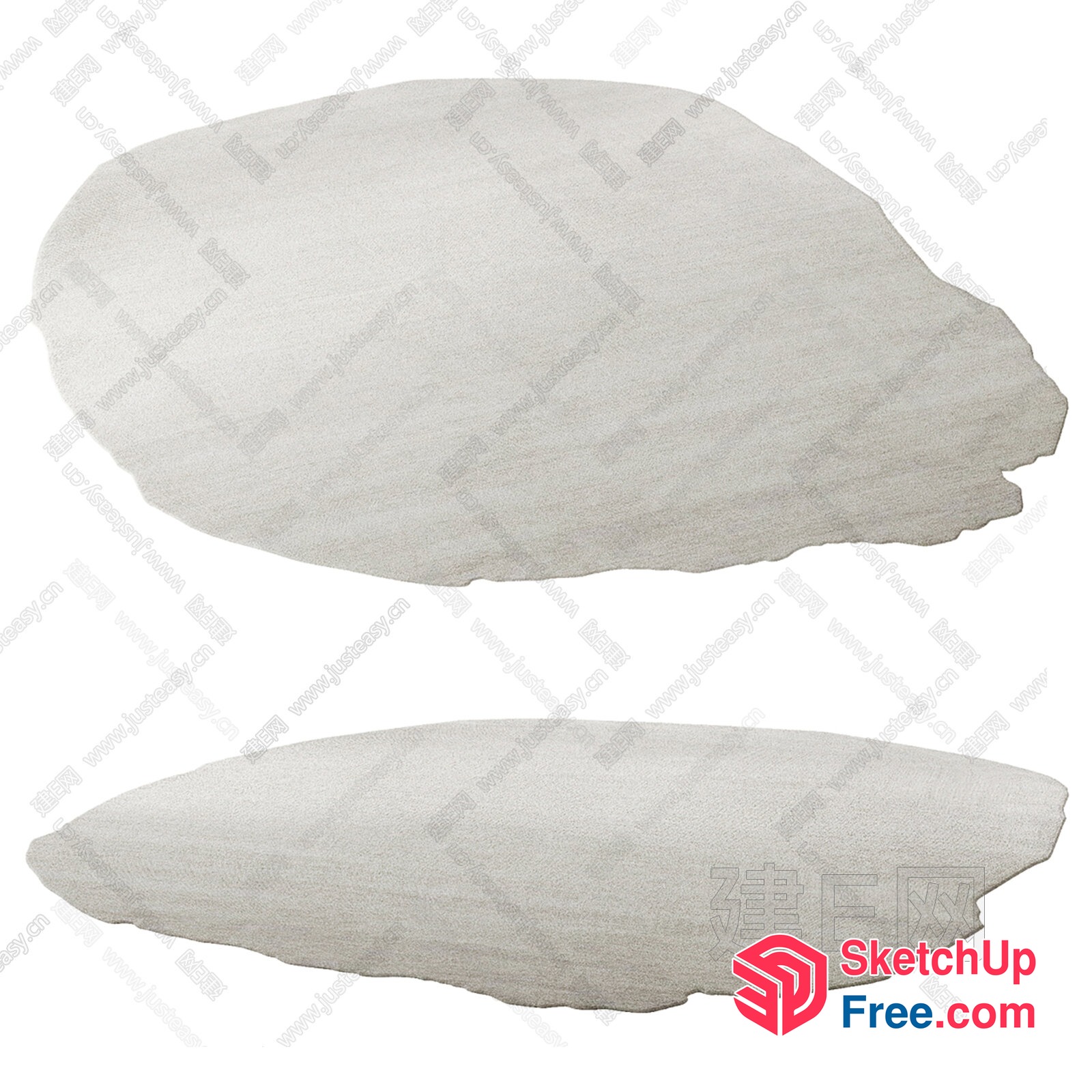 Two Gray Stone Shapes 3D SketchUp File