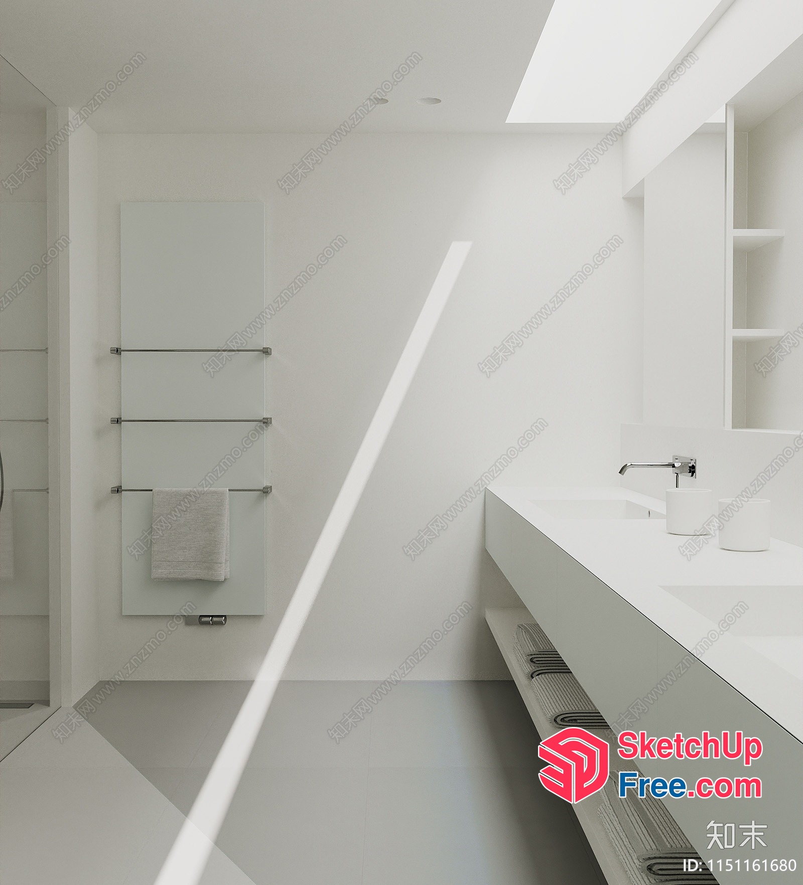 Minimalist White Bathroom Interior 3D SketchUp File