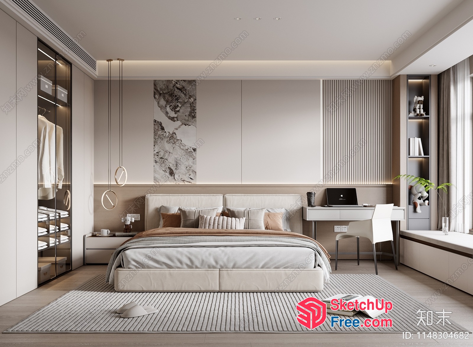 Modern Minimalist Bedroom Design 3D SketchUp File