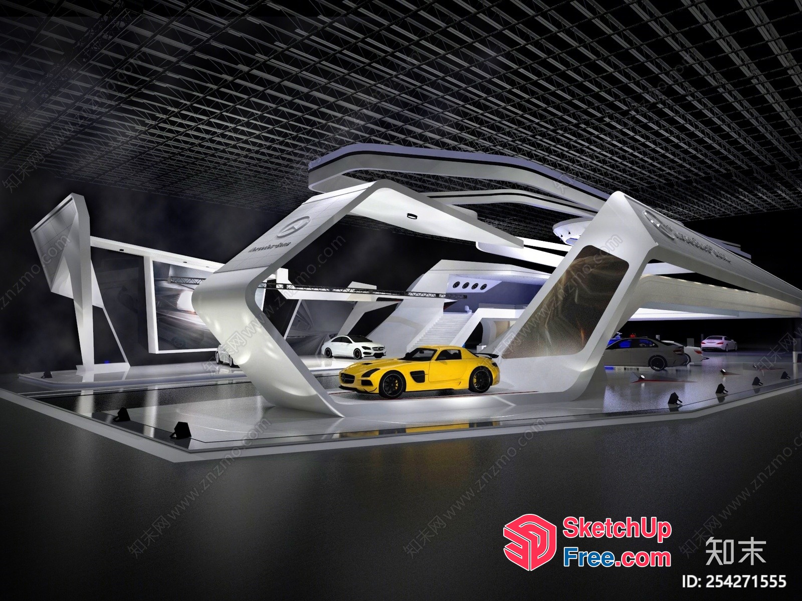 Futuristic Garage Showroom 3D SketchUp File