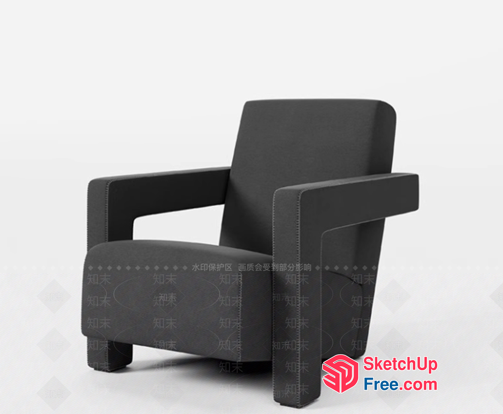 Minimalist Grey Accent Chair 3D SketchUp File