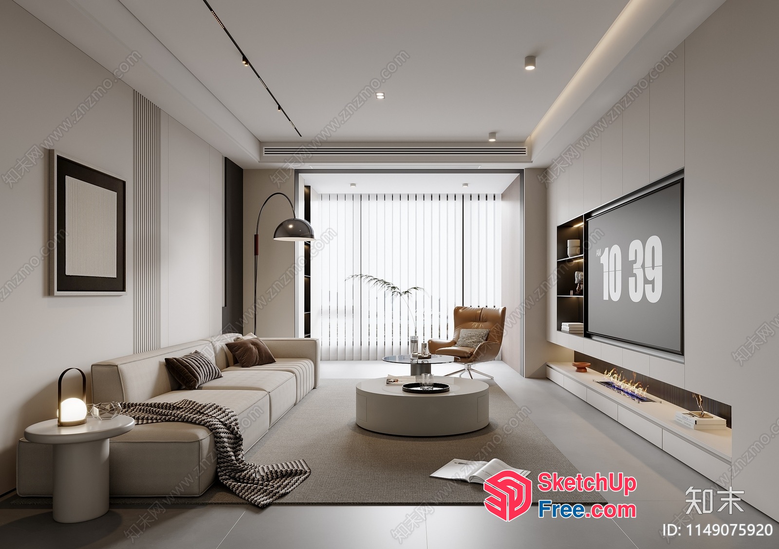 Modern Minimalist Living Room With Neutral Tones And Clean Lines 3D SketchUp File