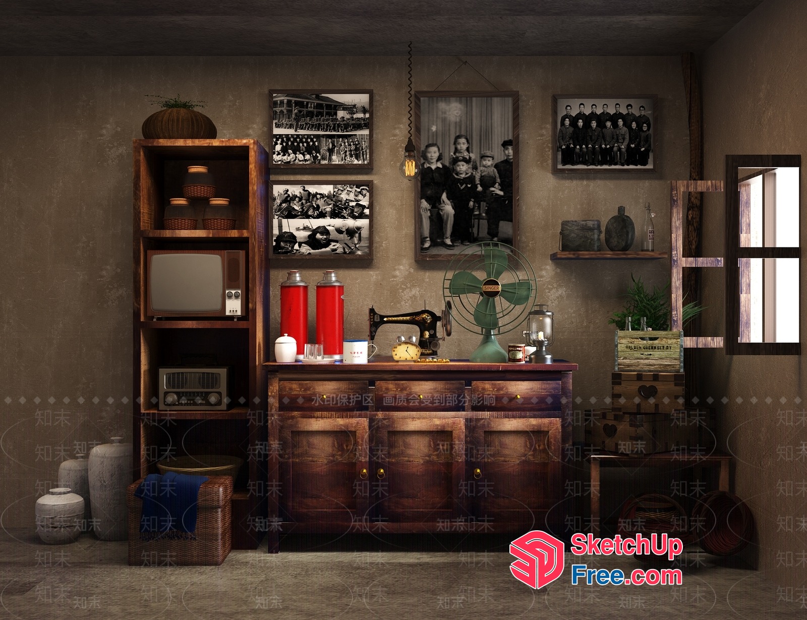 Vintage Industrial Decor 3D SketchUp File