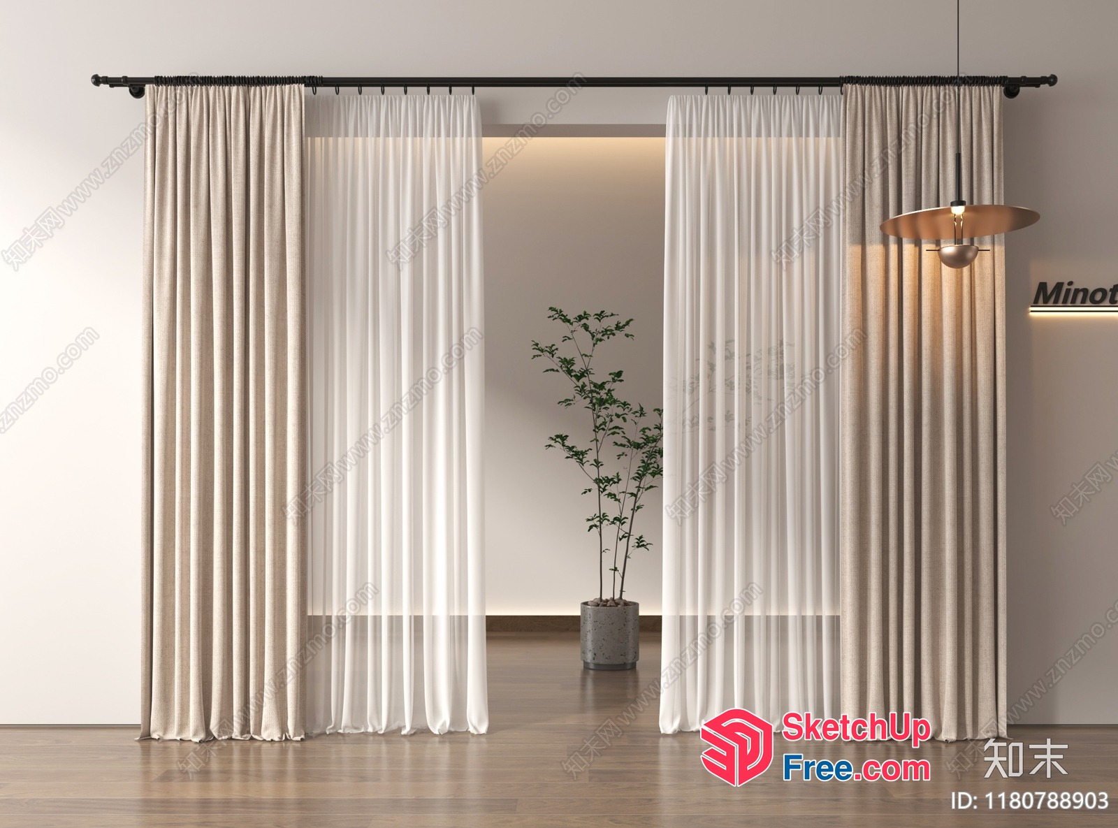 Minimalist Style Curtain Partition 3D SketchUp File