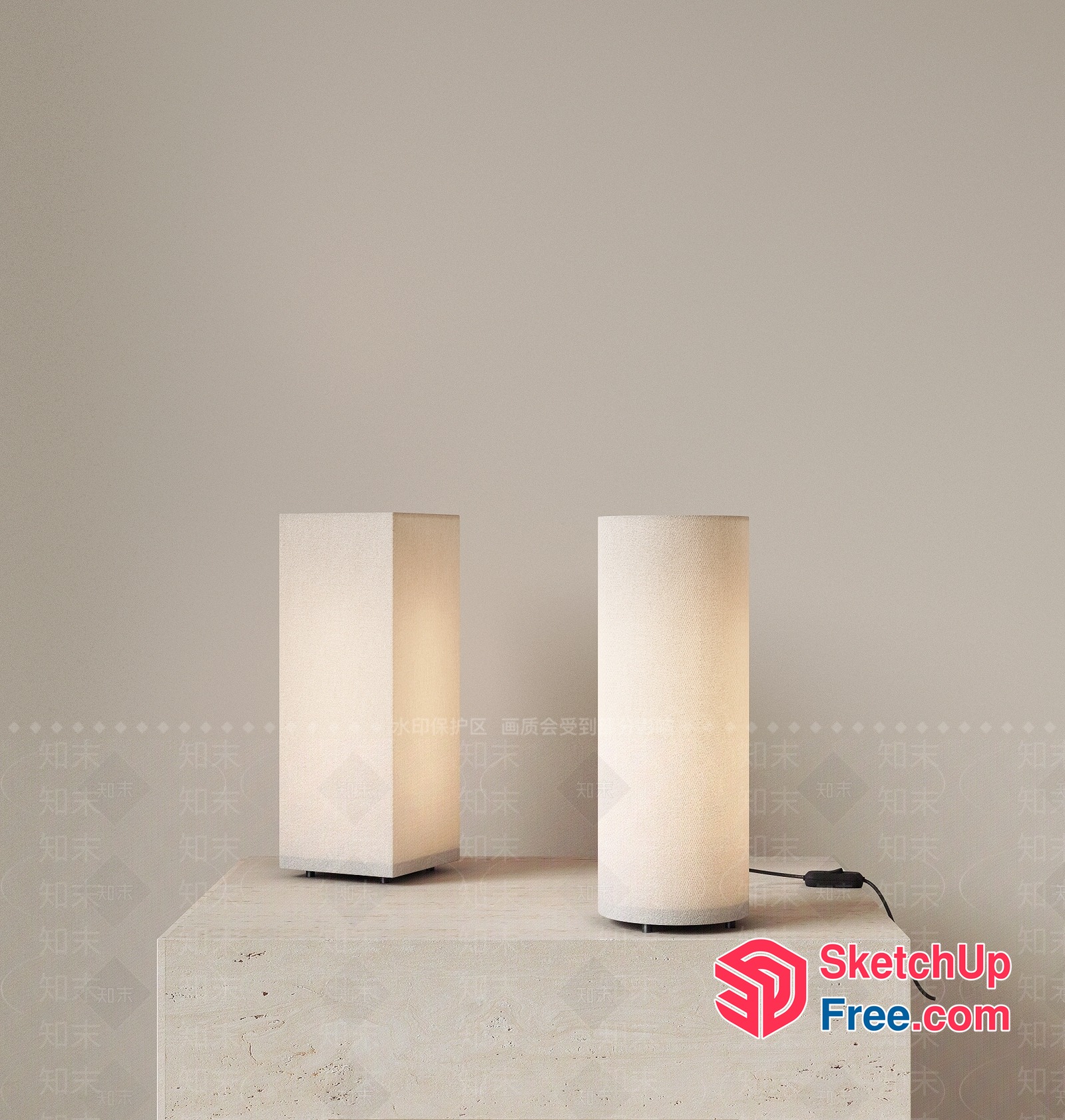 Minimalist White Table Lamps 3D SketchUp File