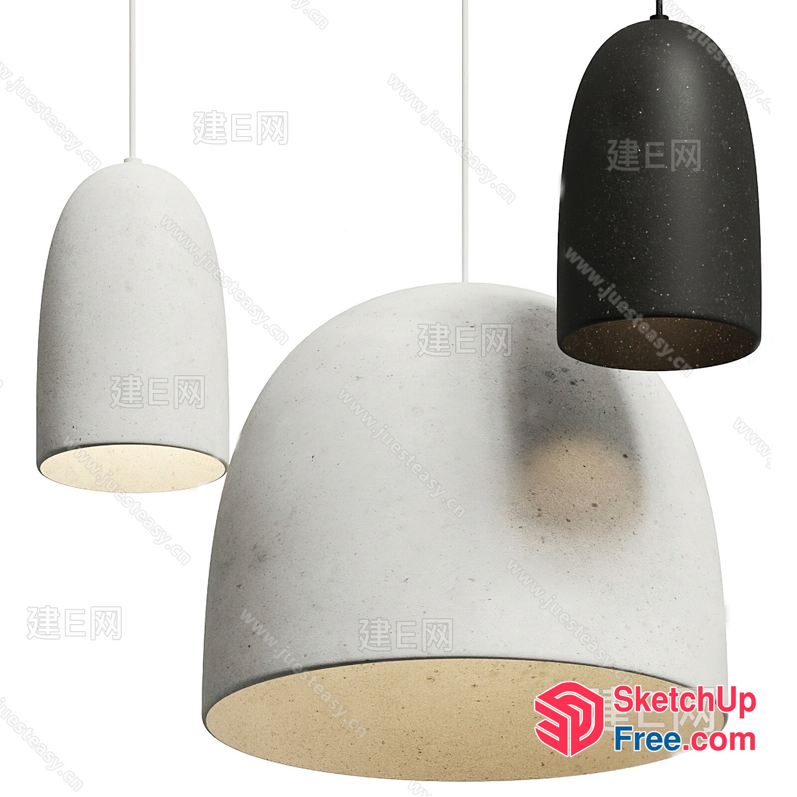 Minimalist Modern Concrete Pendant Light Fixture 3D SketchUp File