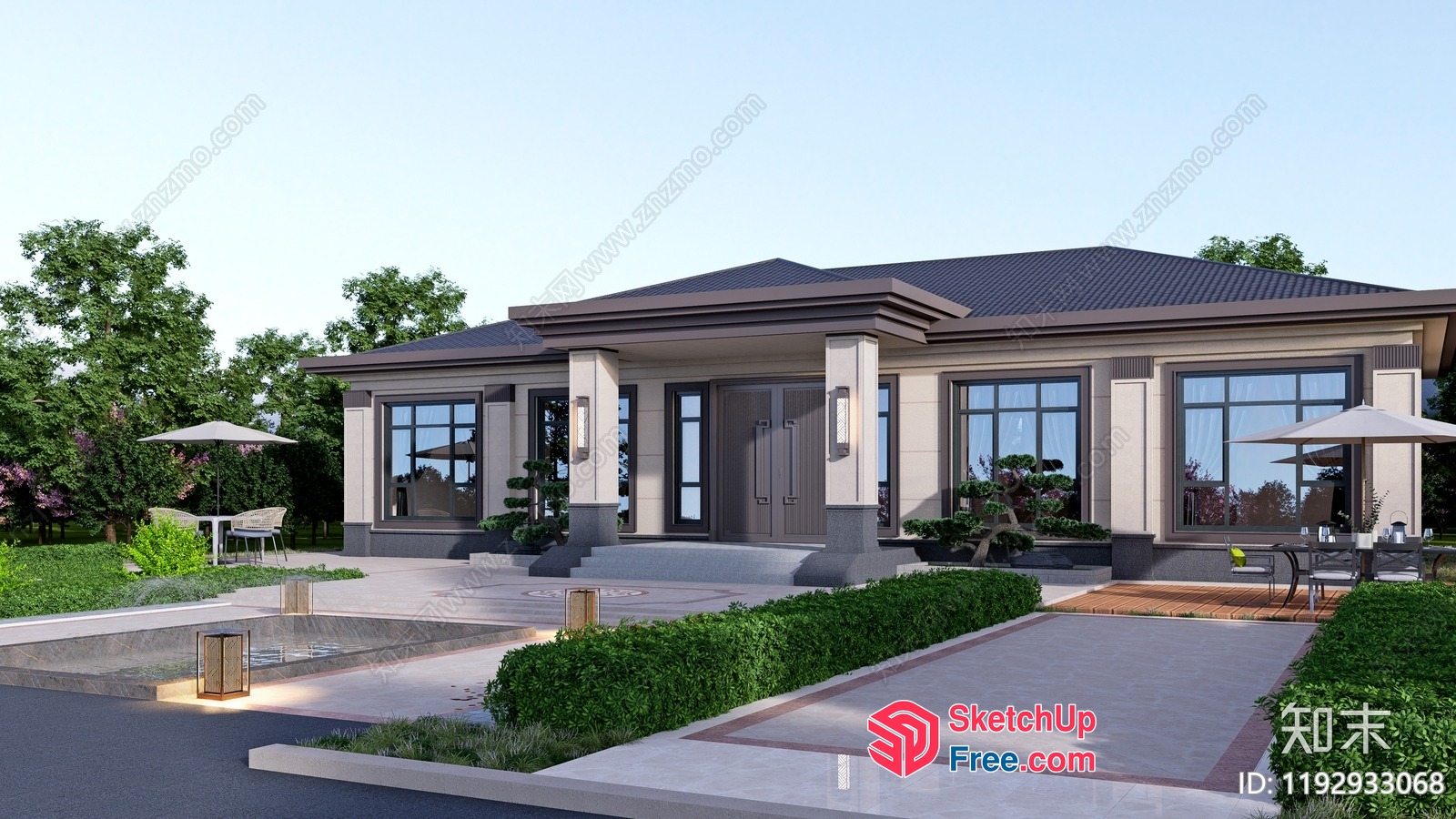 Luxury Modern Villa With Elegant Exterior Decor 3D SketchUp File