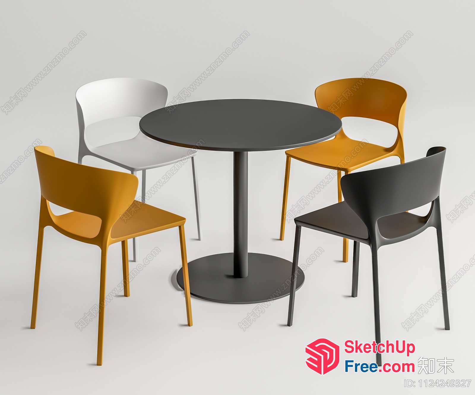 Modern Round Table With Four Chairs 3D SketchUp File